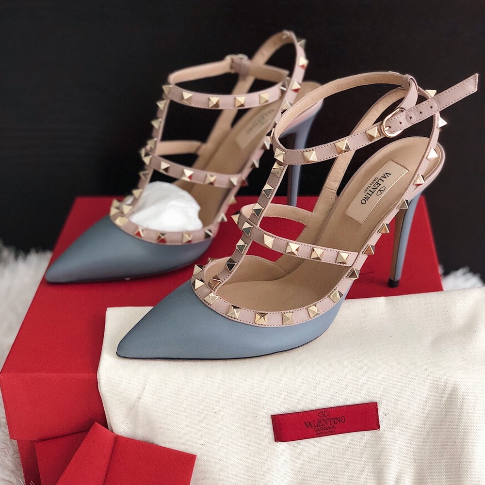 ✨New VALENTINO GARAVANI Rockstud Ankle Strap Pumps - Picture 1 of 8